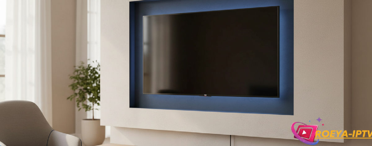 Modern TV displaying streaming interface, signifying IPTV service.